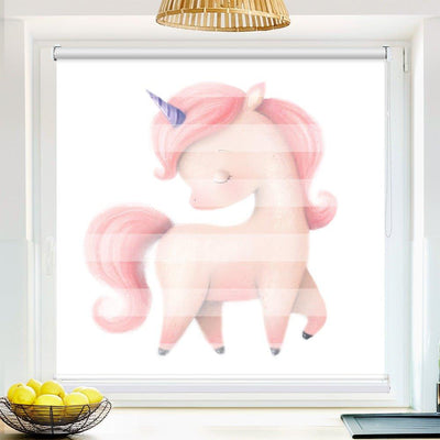 Klemm Doppelrollo Einhorn rosa - ohne Bohren - Klemmfix - bis 150 cm Breite - Duo Rollo Fotodruck - La-Melle