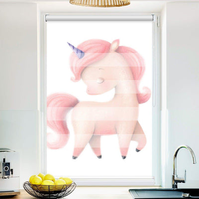 Klemm Doppelrollo Einhorn rosa - ohne Bohren - Klemmfix - bis 150 cm Breite - Duo Rollo Fotodruck - La-Melle