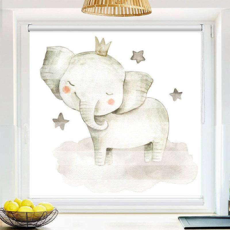 Klemm Doppelrollo "Elefant Wolke" - ohne Bohren - Klemmfix - bis 150 cm Breite - Duo Rollo Fotodruck - La-Melle