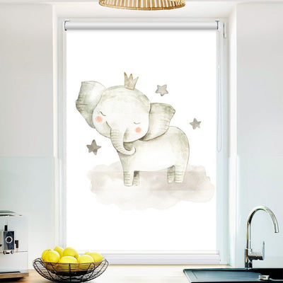 Klemm Doppelrollo Elefant Wolke - ohne Bohren - Klemmfix - bis 150 cm Breite - Duo Rollo Fotodruck - La-Melle