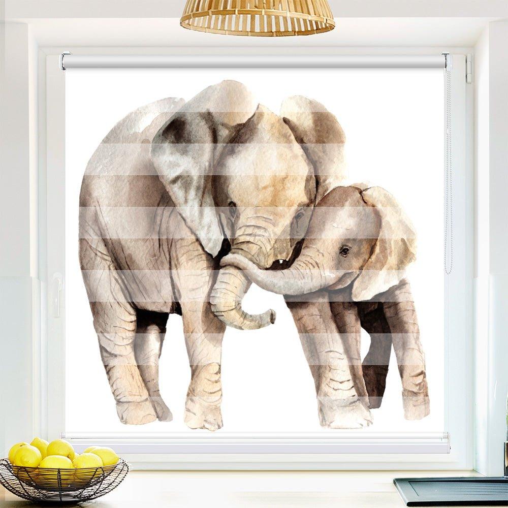 Klemm Doppelrollo "Elefant gemalt" - ohne Bohren - Klemmfix - bis 150 cm Breite - Duo Rollo Fotodruck - La-Melle