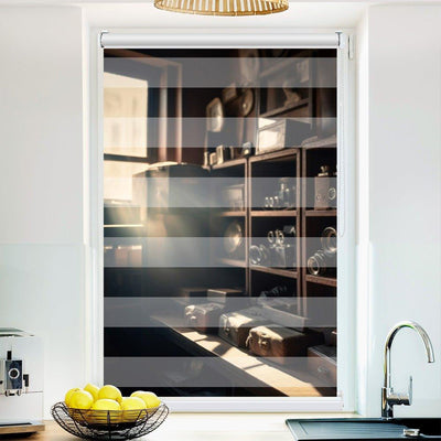 Klemm Doppelrollo Kamera vintage - ohne Bohren - Klemmfix - bis 150 cm Breite - Duo Rollo Fotodruck - La-Melle