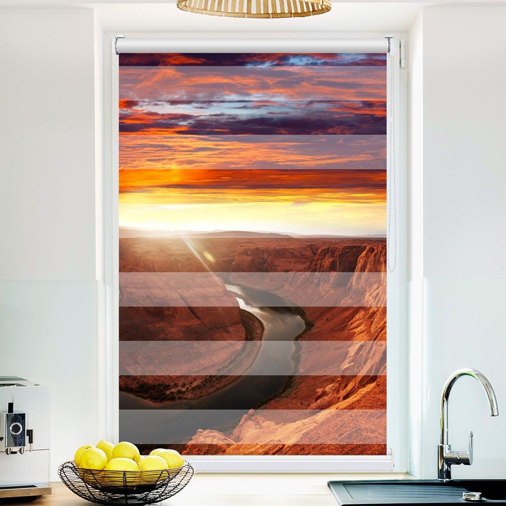 Klemm Doppelrollo "Grand Canyon" - ohne Bohren - Klemmfix - bis 150 cm Breite - Duo Rollo Fotodruck - La-Melle