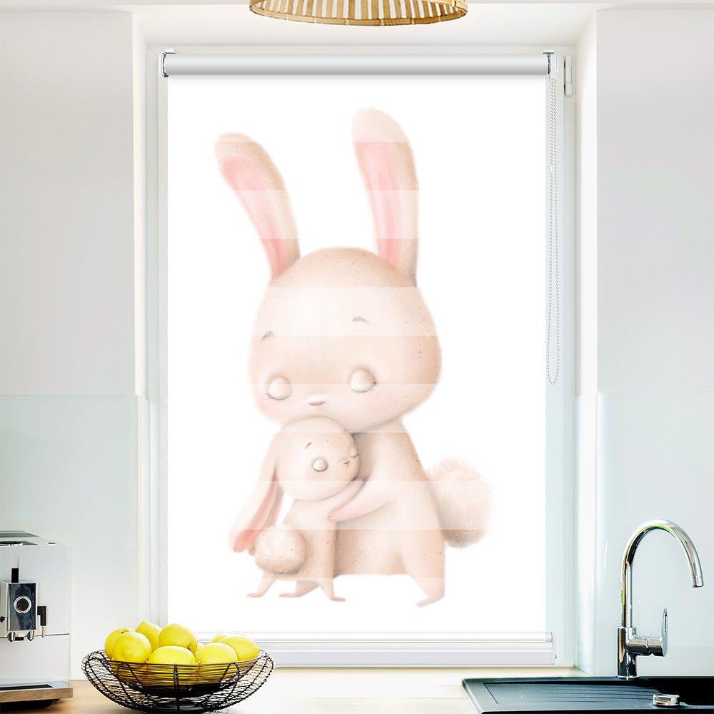 Klemm Doppelrollo "Hase Kinderrollo" - ohne Bohren - Klemmfix - bis 150 cm Breite - Duo Rollo Fotodruck - La-Melle