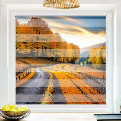 Klemm Doppelrollo Herbst Wald Landschaft - ohne Bohren - Klemmfix - bis 150 cm Breite - Duo Rollo Fotodruck - La-Melle