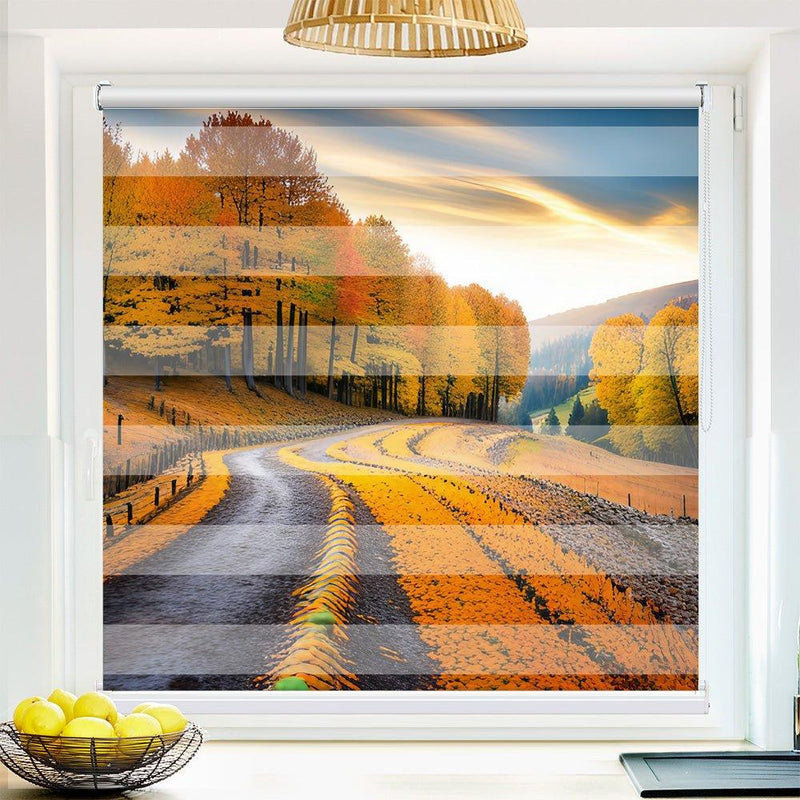 Klemm Doppelrollo "Herbst Wald Landschaft" - ohne Bohren - Klemmfix - bis 150 cm Breite - Duo Rollo Fotodruck - La-Melle