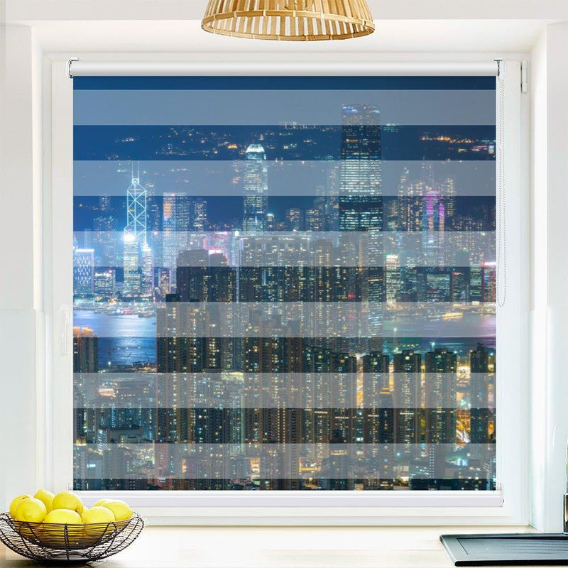 Klemm Doppelrollo "Hong Nacht" - ohne Bohren - Klemmfix - bis 150 cm Breite - Duo Rollo Fotodruck - La-Melle