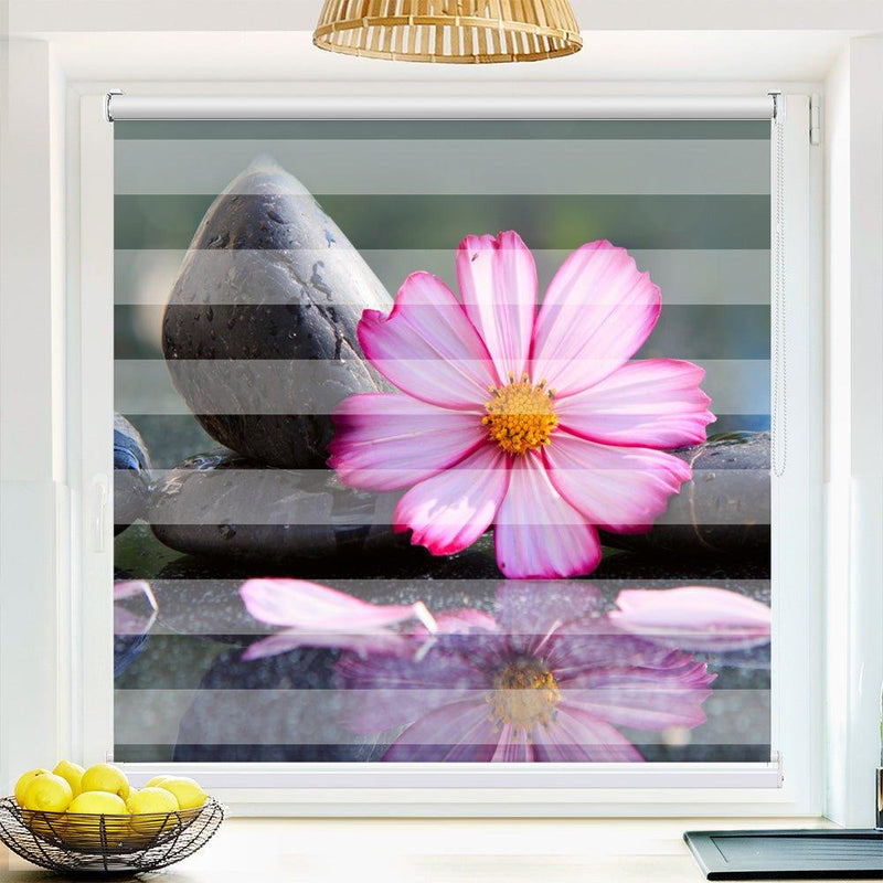Klemm Doppelrollo "Kosme Steine Wasser" - ohne Bohren - Klemmfix - bis 150 cm Breite - Duo Rollo Fotodruck - La-Melle