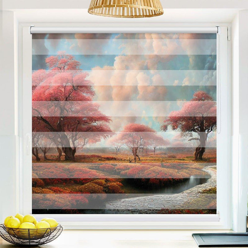 Klemm Doppelrollo "Landschaft romantisch" - ohne Bohren - Klemmfix - bis 150 cm Breite - Duo Rollo Fotodruck - La-Melle