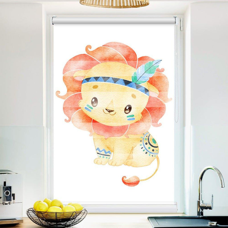 Klemm Doppelrollo "Löwe Kindermotiv" - ohne Bohren - Klemmfix - bis 150 cm Breite - Duo Rollo Fotodruck - La-Melle