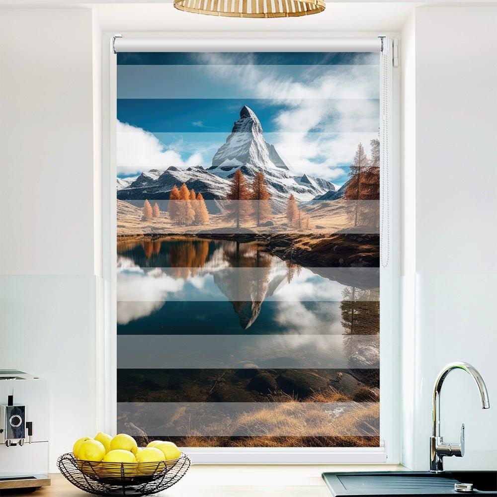 Klemm Doppelrollo "Matterhorn See Gipfel" - ohne Bohren - Klemmfix - bis 150 cm Breite - Duo Rollo Fotodruck - La-Melle