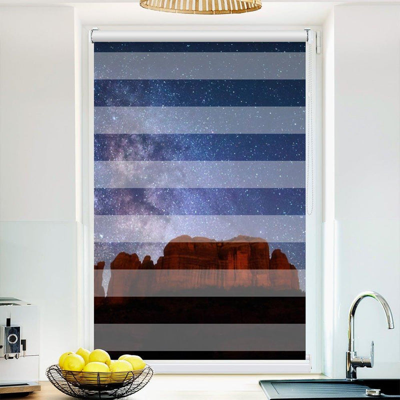 Klemm Doppelrollo "Arizona Milchstrasse" - ohne Bohren - Klemmfix - bis 150 cm Breite - Duo Rollo Fotodruck - La-Melle