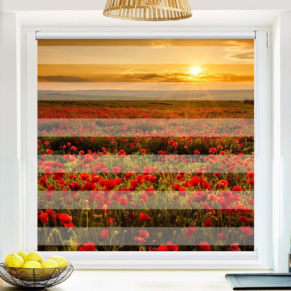 Klemmfix Doppelrollo "Mohnfeld Sonnenuntergang" | Klemm Doppelrollo