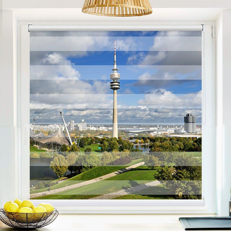 Klemm Doppelrollo "Muenchen Stadion" - ohne Bohren - Klemmfix - bis 150 cm Breite - Duo Rollo Fotodruck - La-Melle
