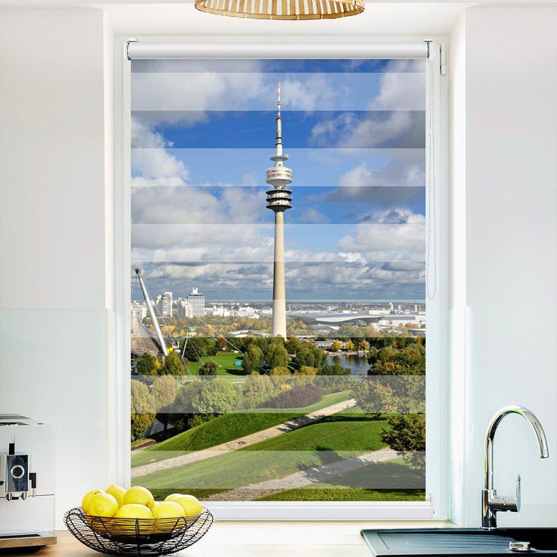 Klemm Doppelrollo "Muenchen Stadion" - ohne Bohren - Klemmfix - bis 150 cm Breite - Duo Rollo Fotodruck - La-Melle