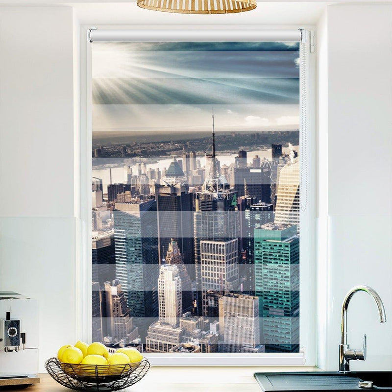 Klemm Doppelrollo "New Manhatten" - ohne Bohren - Klemmfix - bis 150 cm Breite - Duo Rollo Fotodruck - La-Melle