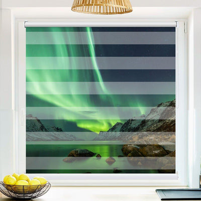 Klemm Doppelrollo Nordlicht Fjord Norwegen - ohne Bohren - Klemmfix - bis 150 cm Breite - Duo Rollo Fotodruck - La-Melle