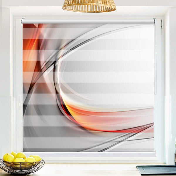 Klemmfix Doppelrollo "Abstrakt orange grau" | Klemm Doppelrollo