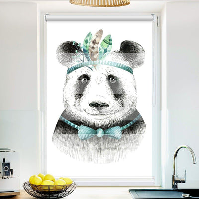 Klemm Doppelrollo Panda comic - ohne Bohren - Klemmfix - bis 150 cm Breite - Duo Rollo Fotodruck - La-Melle