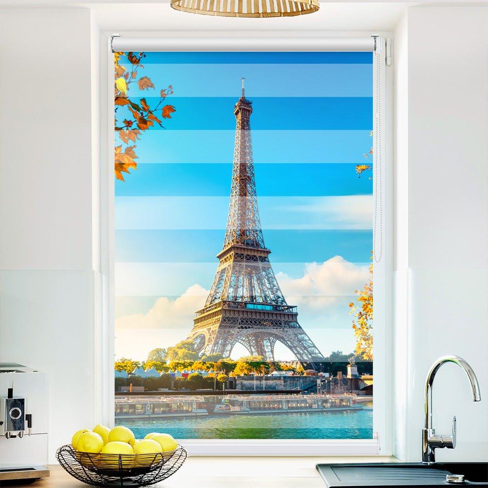 Klemm Doppelrollo "Paris Seine" - ohne Bohren - Klemmfix - bis 150 cm Breite - Duo Rollo Fotodruck - La-Melle