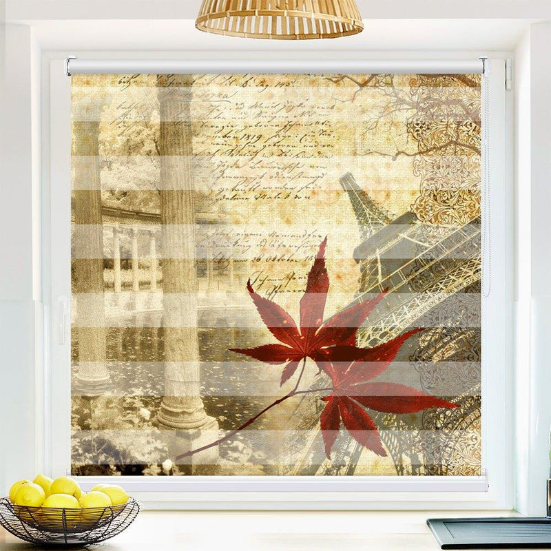 Klemm Doppelrollo "Paris sepia" - ohne Bohren - Klemmfix - bis 150 cm Breite - Duo Rollo Fotodruck - La-Melle