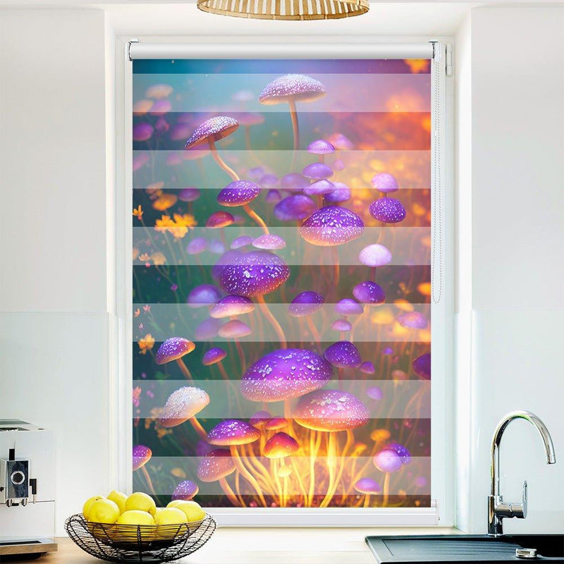 Klemm Doppelrollo "Pilze Blumen abstrakt" - ohne Bohren - Klemmfix - bis 150 cm Breite - Duo Rollo Fotodruck - La-Melle