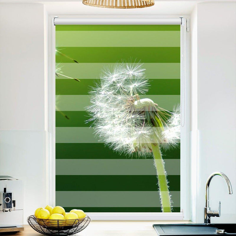 Klemm Doppelrollo "Pusteblume" - ohne Bohren - Klemmfix - bis 150 cm Breite - Duo Rollo Fotodruck - La-Melle