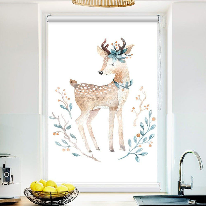 Klemm Doppelrollo "Reh Kindermotiv" - ohne Bohren - Klemmfix - bis 150 cm Breite - Duo Rollo Fotodruck - La-Melle