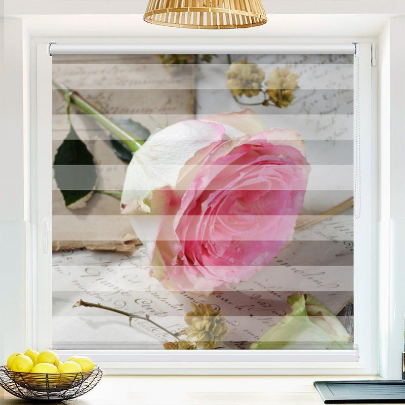 Klemm Doppelrollo "Brief vintage" - ohne Bohren - Klemmfix - bis 150 cm Breite - Duo Rollo Fotodruck - La-Melle