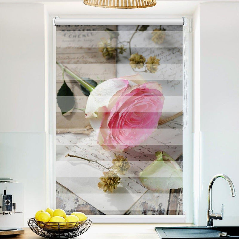 Klemm Doppelrollo "Brief vintage" - ohne Bohren - Klemmfix - bis 150 cm Breite - Duo Rollo Fotodruck - La-Melle