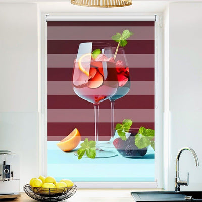 Klemm Doppelrollo Sangria Cocktail - ohne Bohren - Klemmfix - bis 150 cm Breite - Duo Rollo Fotodruck - La-Melle