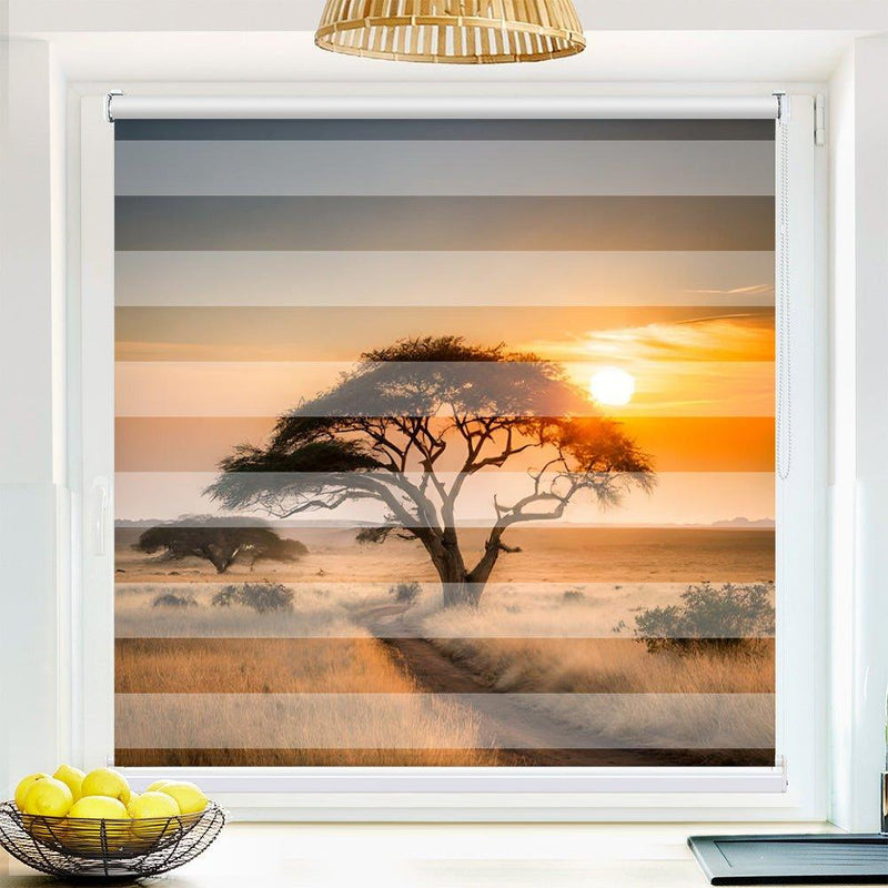 Klemm Doppelrollo "Afrika Savanne Wüste" - ohne Bohren - Klemmfix - bis 150 cm Breite - Duo Rollo Fotodruck - La-Melle