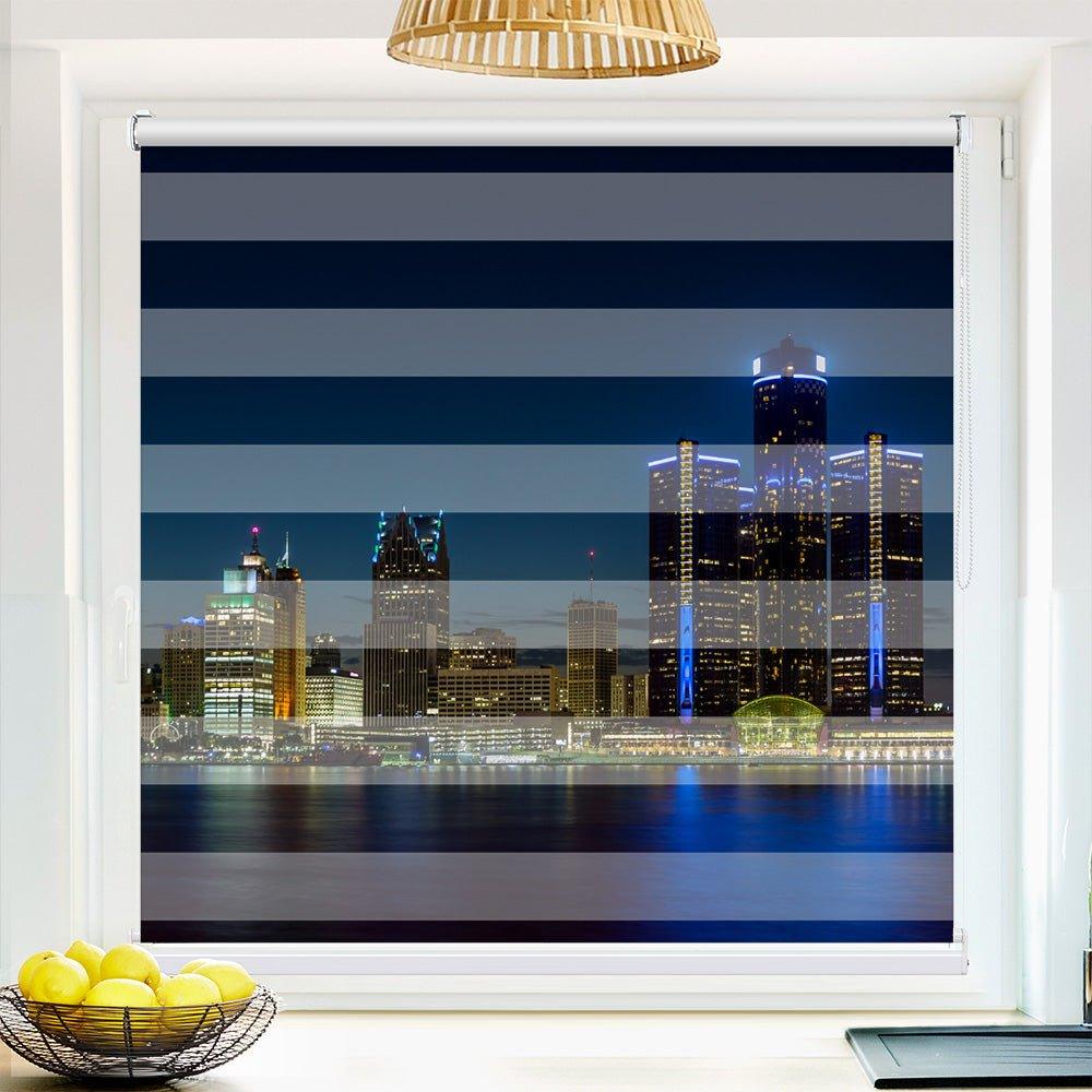 Klemm Doppelrollo "Skyline Nacht" - ohne Bohren - Klemmfix - bis 150 cm Breite - Duo Rollo Fotodruck - La-Melle