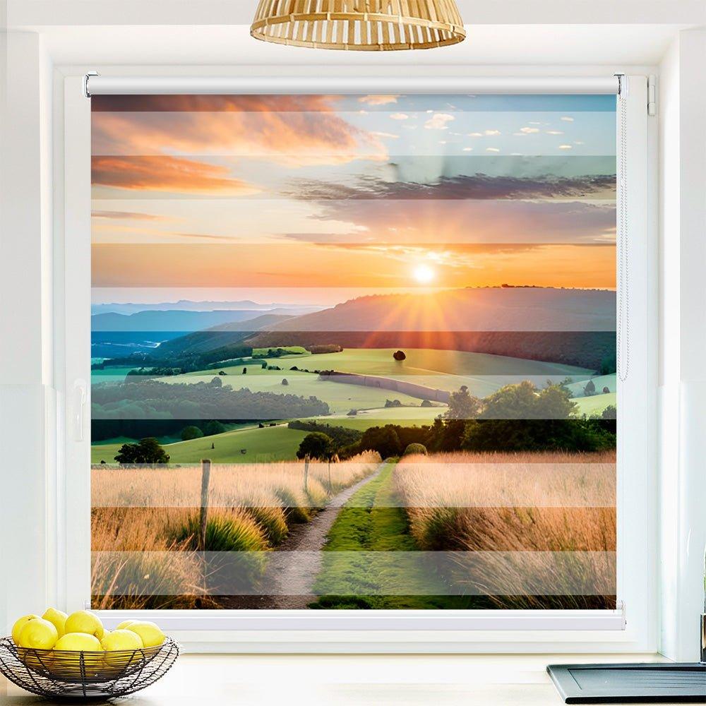 Klemm Doppelrollo "Landschaft Kornfeld" - ohne Bohren - Klemmfix - bis 150 cm Breite - Duo Rollo Fotodruck - La-Melle