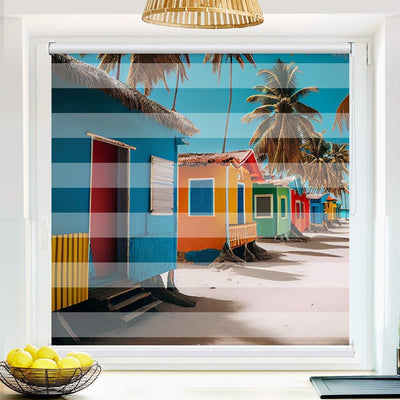 Klemmfix Doppelrollo Motiv Strandhaus Meer