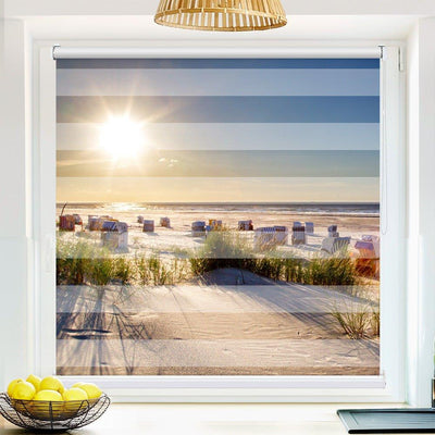 Klemmfix Doppelrollo Motiv Strandkorb Nordsee