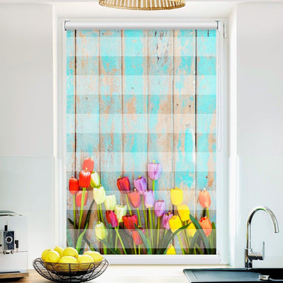 Klemmfix-Doppelrollo Motiv Tulpen vintage