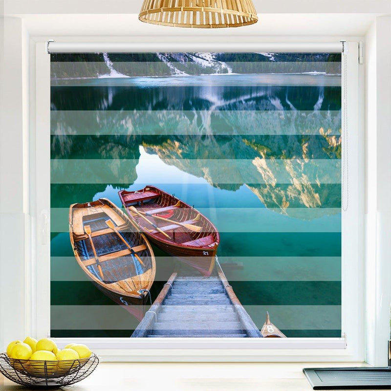 Klemmfix-Doppelrollo Motiv "Wald Berg See Pragser Wildsee"