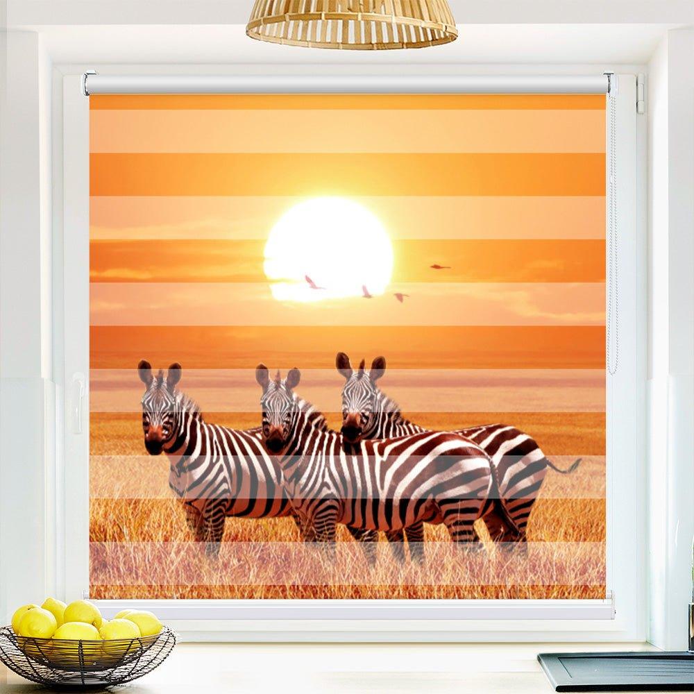 Klemmfix Doppelrollo Motiv "Zebra Afrika Savanne"