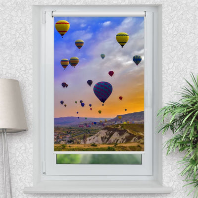 Rollo Motiv 'Ballons Schoene Landschaft' - ohne bohren - Klemmrollo bis 150 cm Breite - Klemmfix mit Fotodruck - blickdicht - La-Melle