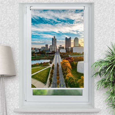 Rollo Motiv 'Downtown City Skyline' - ohne bohren - Klemmrollo bis 150 cm Breite - Klemmfix mit Fotodruck - blickdicht - La-Melle