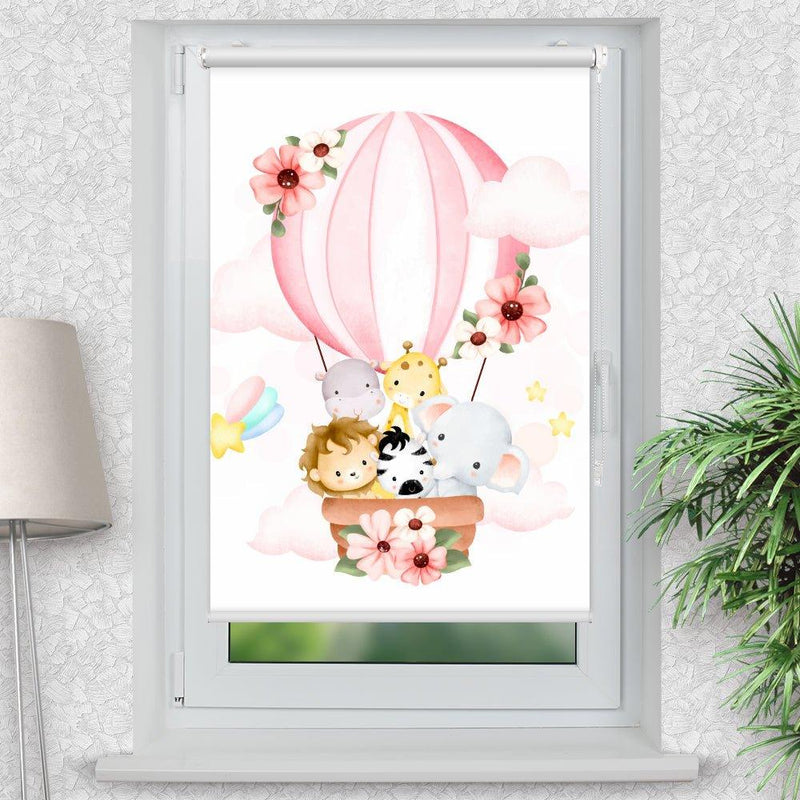 Rollo Motiv "Afrika Tiere Heissluftballon" - ohne bohren - Klemmrollo bis 150 cm Breite - Klemmfix mit Fotodruck - blickdicht - La-Melle