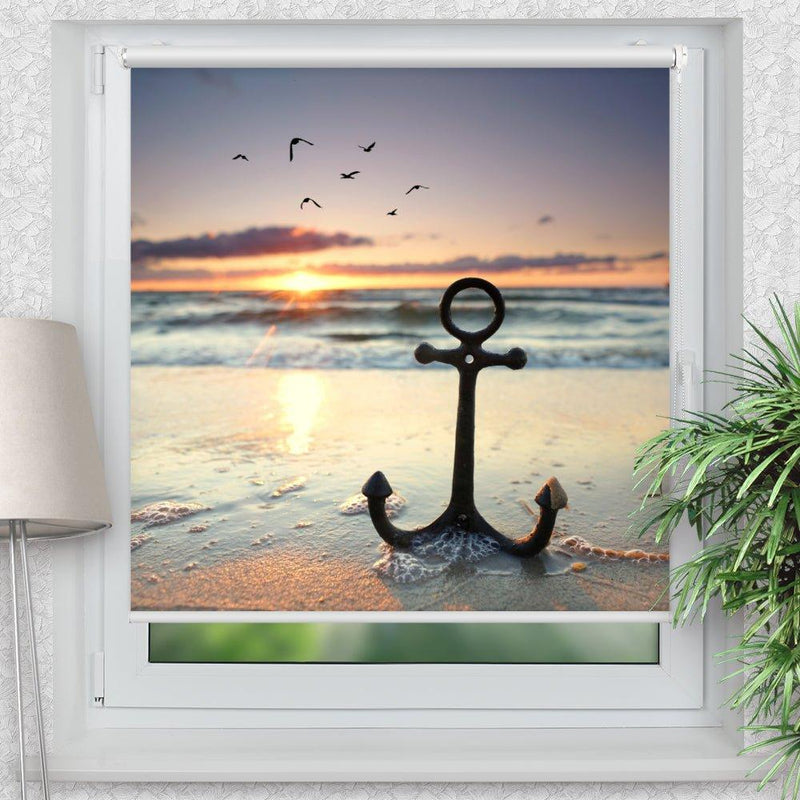 Rollo Motiv "Anker Meer" - ohne bohren - Klemmrollo bis 150 cm Breite - Klemmfix mit Fotodruck - blickdicht - La-Melle