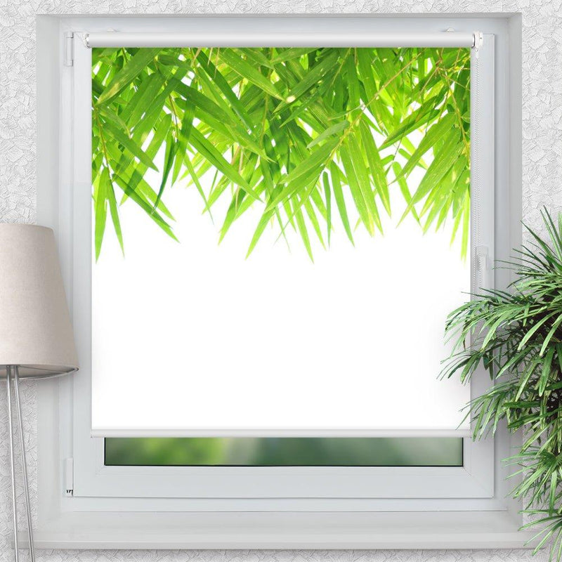 Rollo Motiv "Bambusblätter Dach" - ohne bohren - Klemmrollo bis 150 cm Breite - Klemmfix mit Fotodruck - blickdicht - La-Melle