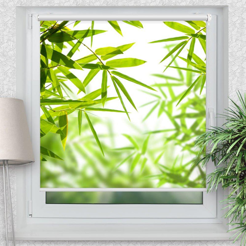 Rollo Motiv "Bambusblätter " - ohne bohren - Klemmrollo bis 150 cm Breite - Klemmfix mit Fotodruck - blickdicht - La-Melle