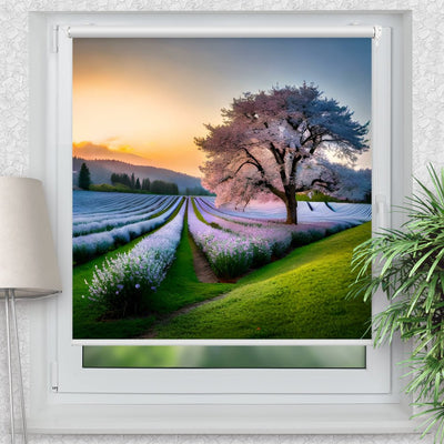 Rollo Motiv Baum Fruehling Landschaft - ohne bohren - Klemmrollo bis 150 cm Breite - Klemmfix mit Fotodruck - blickdicht - La-Melle