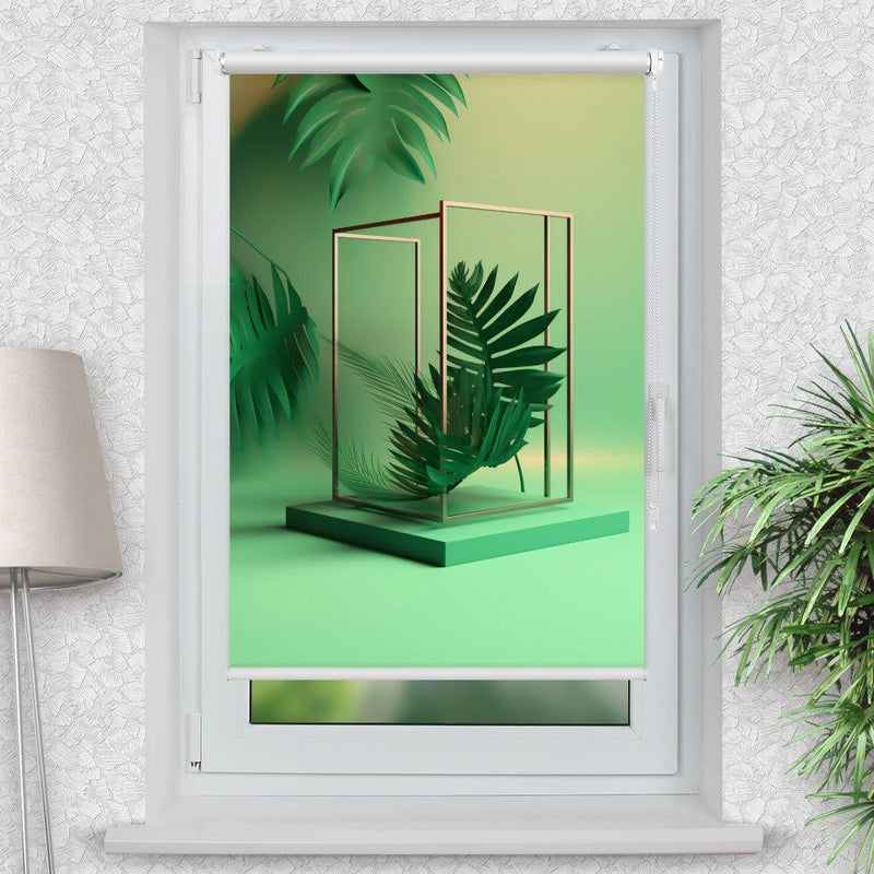Rollo Motiv "Frame art Palme" - ohne bohren - Klemmrollo bis 150 cm Breite - Klemmfix mit Fotodruck - blickdicht - La-Melle