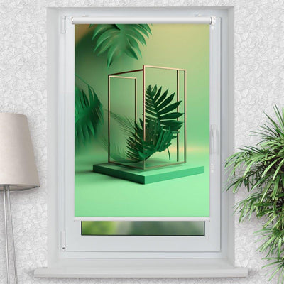 Rollo Motiv Frame art Palme - ohne bohren - Klemmrollo bis 150 cm Breite - Klemmfix mit Fotodruck - blickdicht - La-Melle