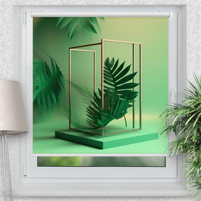 Rollo Motiv Frame art Palme - ohne bohren - Klemmrollo bis 150 cm Breite - Klemmfix mit Fotodruck - blickdicht - La-Melle