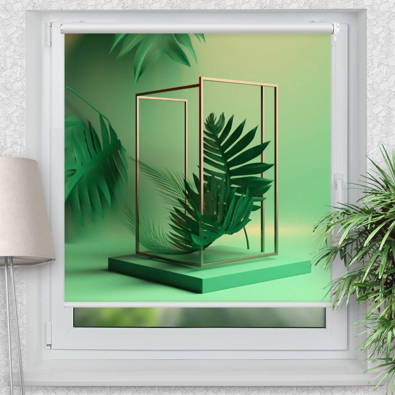 Rollo Motiv "Frame art Palme" - ohne bohren - Klemmrollo bis 150 cm Breite - Klemmfix mit Fotodruck - blickdicht - La-Melle